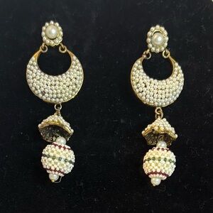 Elegant Gold and White Dangle Earrings